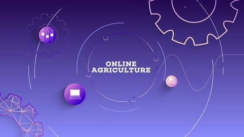 Online Agriculture System Concept with Animated Gears and Icons