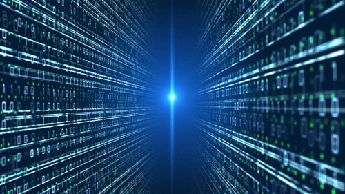 Resumen: matriz de movimiento digital futurista, entorno cibernético, big data, analítica, artificial, inteligente