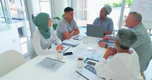 Teamwork, business meeting and office for planning, strategy or financial budget for marketing