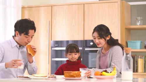 Family Having Breakfast Together at Home