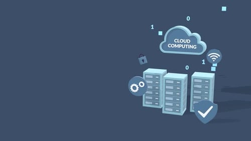 3D Animation of Cloud Computing and Data Storage with Copy Space for Text.