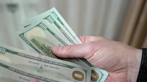 Hand Counting Currency, Counting One Hundred Dollar Bills