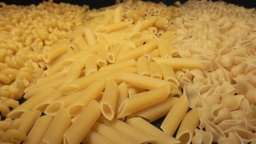 Variety of Uncooked Pasta Close Up