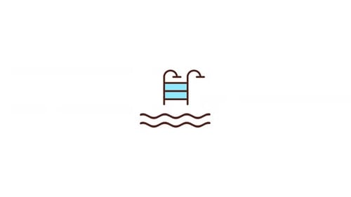 Animated Swimming Pool Ladder Flat Design Icon Loop