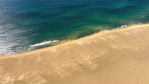 Sandy Beach on the Ocean Paradise on the Planet Deserted Fabulous Landscape Beautiful Yellow Sand in