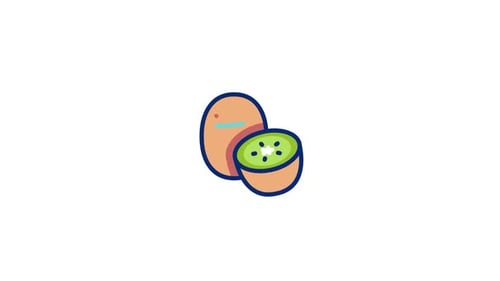 Flat Design Kiwi Fruit Icon Animation