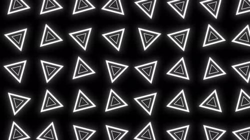 Geometric Shape Pattern Animation On Dark Black Background. Seamless Pattern Loop Technology Backgro