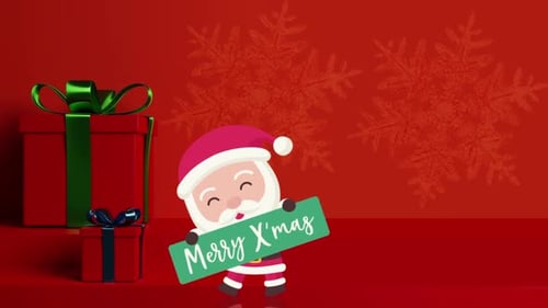 Christmas Cartoon With Gift Box Background Loop