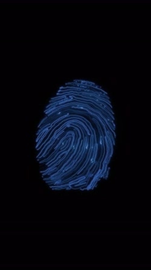 Digital fingerprint scan, integrated with a blue electronic motherboard. Advanced biometric security