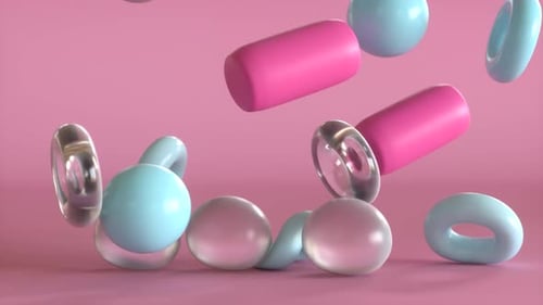 Soft Abstract 3D Geometric Shapes Falling Animation