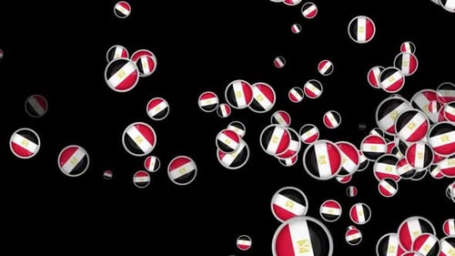 Glossy Egypt Flag Badges Floating Animation Loop