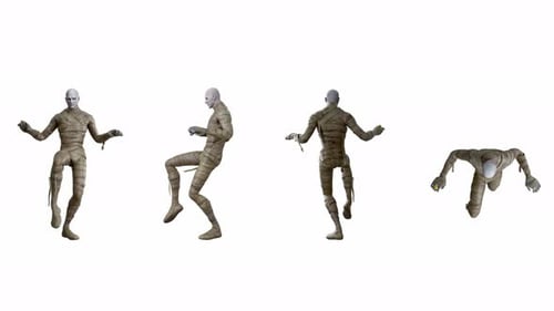 Set 4 in 1 Mummy Man Sneaking on White Screen Alfa Chenely Full Length