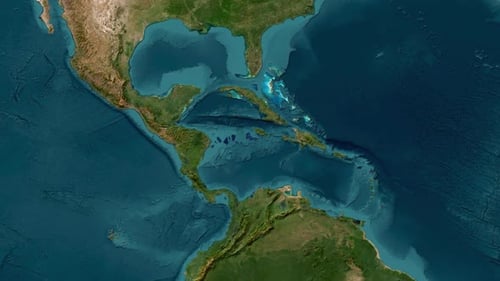 Map Zoom to Barbados Flag Island Animation