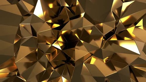 Golden Geometric Facets Abstract Motion Background Loop