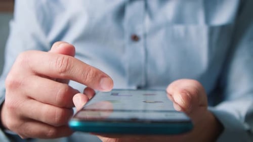 Hands Using Modern Smartphone With Touchscreen