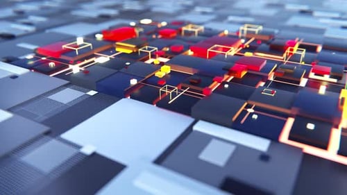 Abstract Futuristic Technology Circuit Board Grid Animation