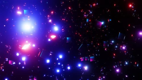 Bunch of colorful lights that are in the dark. Infinitely looped animation