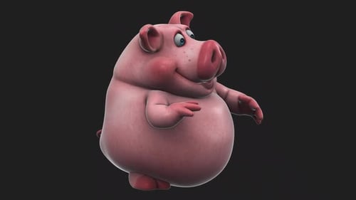 Fun 3D cartoon pig talking (with alpha channel)
