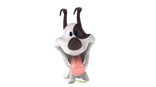Happy 3D Cartoon Dog Trotting Animation