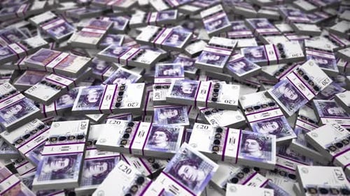 British Twenty Pound Sterling Banknotes Financial Animation