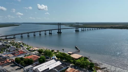 Ponte de cabo em Aracaju, Sergipe, Brasil. Paisagem urbana aérea do centro da cidade
.