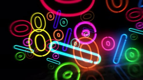 Bright Neon Percentage Symbols Numbers Looping Background Animation