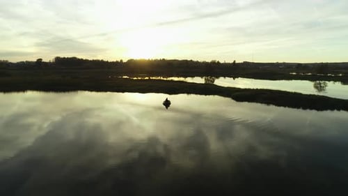 Aerial View of a Fisherman in a Boat