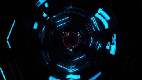 Cyan And Pink Flashing Neon Geometric Fantasy Corridor Background Vj Loop in 4K