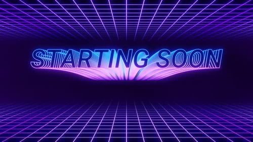 Retro Neon Grid Starting Soon Loop Title
