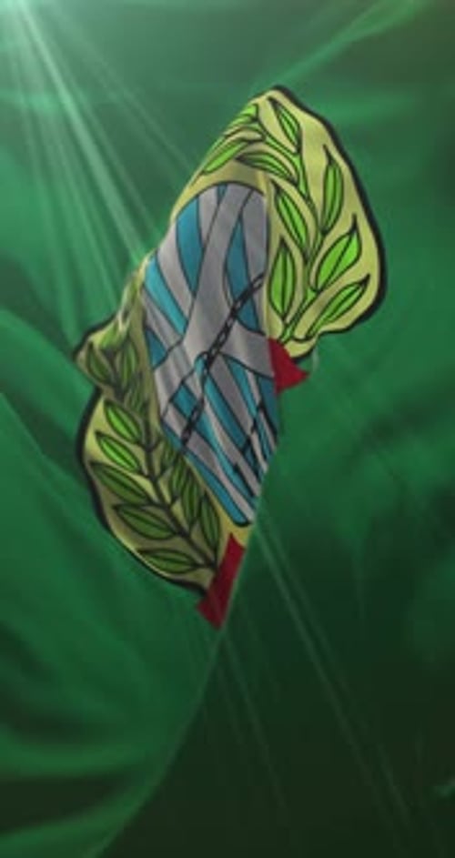 Vertical Waving Flag with Emblem of Pontianak City Animation