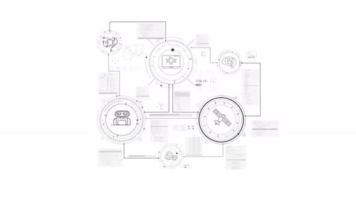 Monochrome Animated Infographic Diagram About the Work of AI