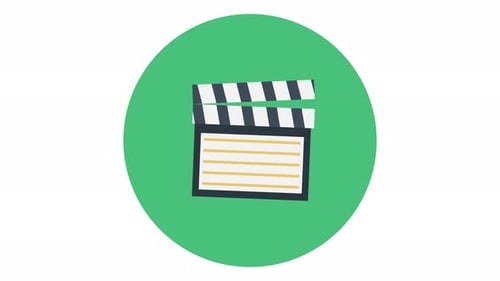 Animated Flat Design Clapperboard Icon Loop