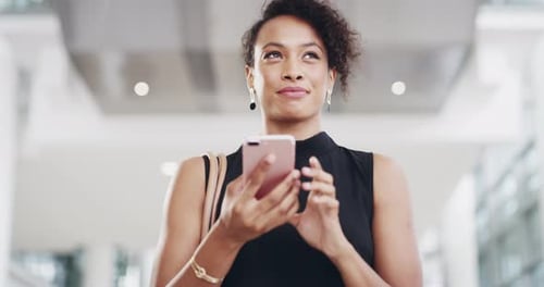 Social media, connection and business women with phone for communication