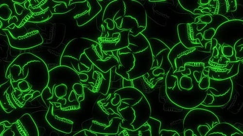 Illustrated Neon Green Skulls
