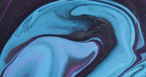 Abstract Turquoise and Black Paint Swirls