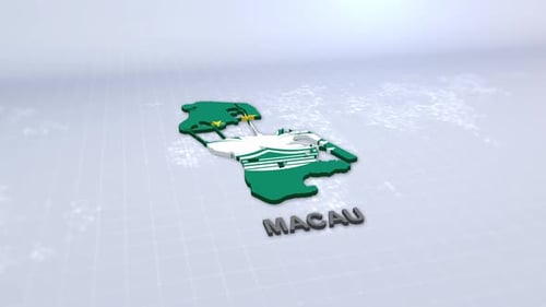 Macau Map With Flag