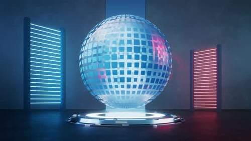 Date sphere with glowing neon lights