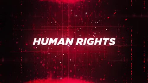 Futuristic Human Rights Title Text Animation with Digital Background