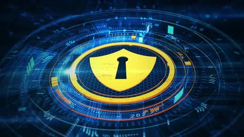 Futuristic Digital Security Shield Reveal Animation