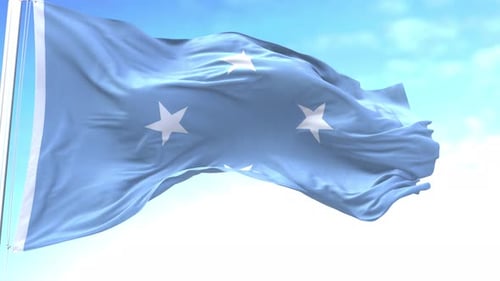 Realistic Waving Flag Animation Against Blue Sky