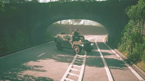 Armored Military Car in Big City