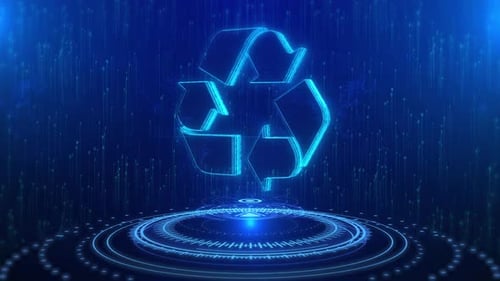 Holographic Recycle Symbol in Futuristic Digital Environment