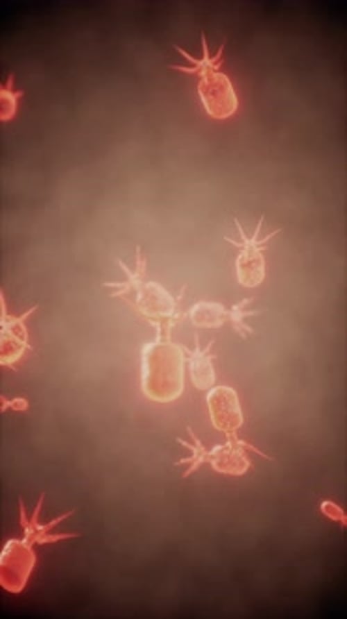 Animated Glowing Microbes Floating Medical Science Background Loop