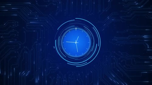 Animação de ícone de relógio analógico digital, vídeo de fundo claro de 24 horas, símbolo de serviço cíclico de dia inteiro 7