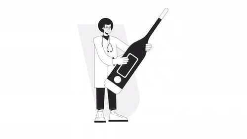 Use Digital Thermometer Bw Animation