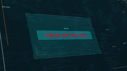 Virus Detected Warning: Futuristic Loading Screen Animation for Cyber Security with Computer Codes
