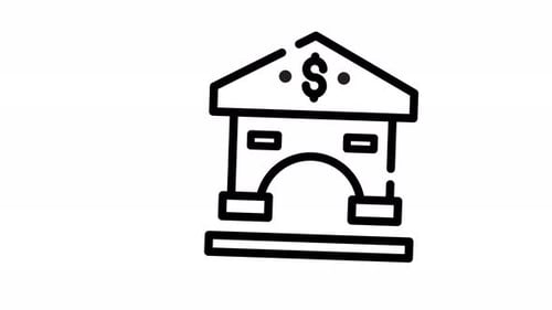 Sketch Animation of Bank Building Icon