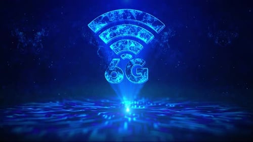 6G Text with HUD Circle Rotation Digital Technology Interface Sci Fi Hologram Cyberspace