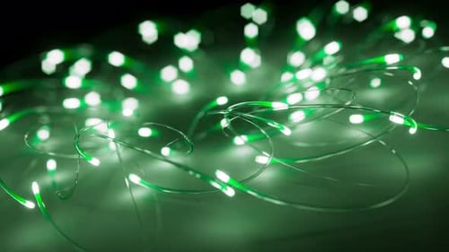 Green Christmas String Lights with Bokeh Effect