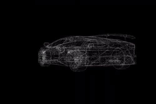 Futuristic Wireframe Car 3D Model Rotation Tech Design